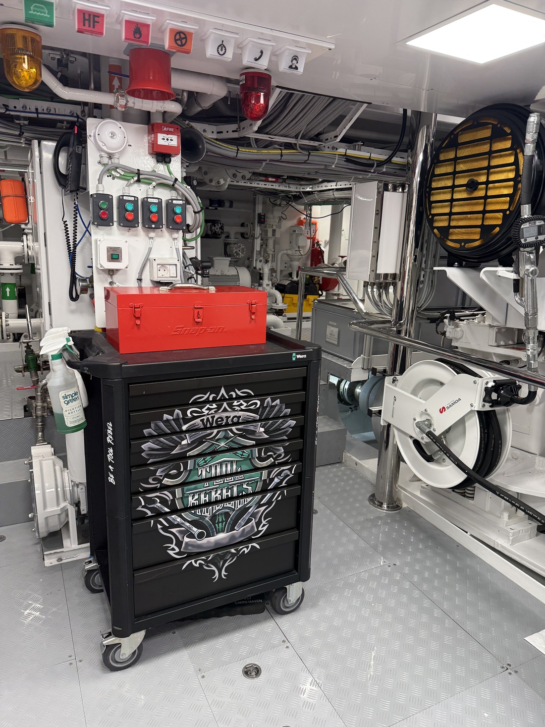Custom Wera tool cabinet built for a yacht engine room