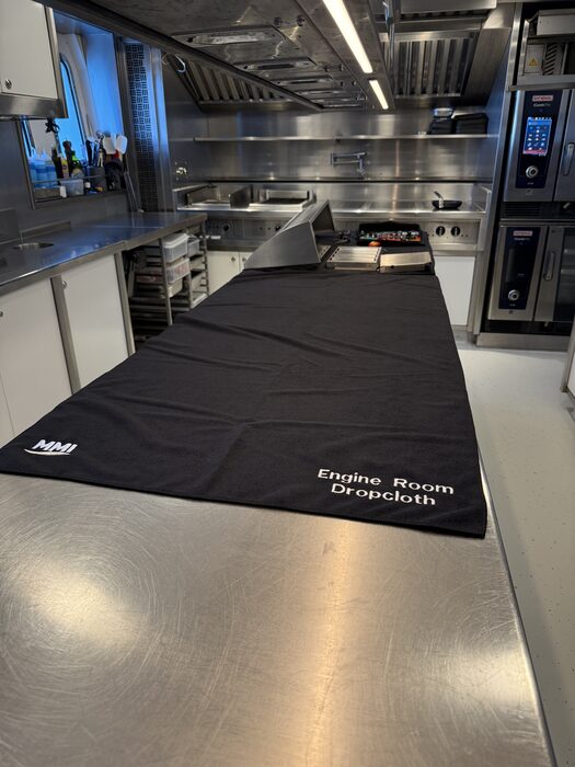 MMI Engine Room Dropcloth protecting a galley counter