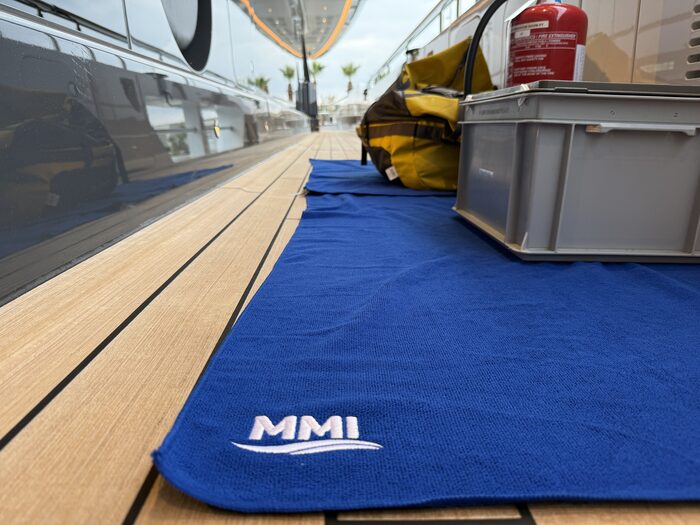 MMI Deck Dropcloth laid along a side deck