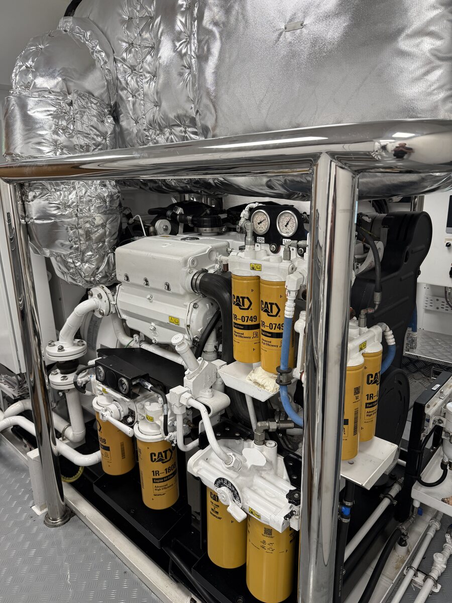 Engine-room refit work on board