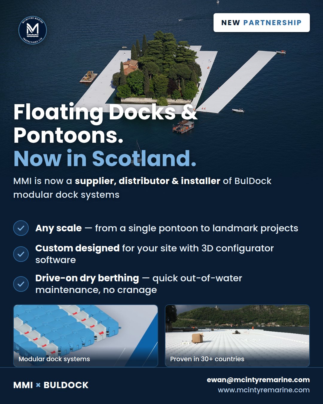 MMI and BulDock partnership announcement — floating docks and pontoons now in Scotland