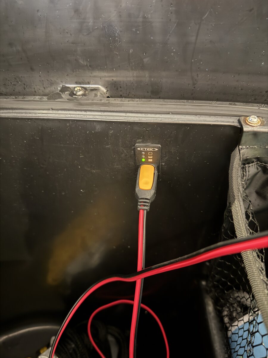 Jet ski charging by lifting the hood — fixed watertight CTEK installation