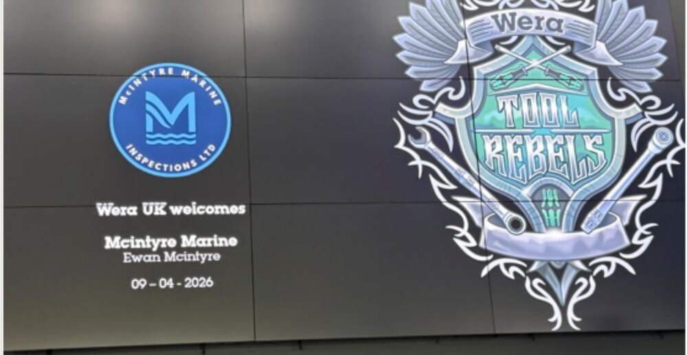 Wera UK HQ welcome screen for McIntyre Marine Inspections